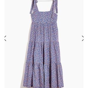 Madewell Tie-Strap Tiered Midi Dress in Summer Vines